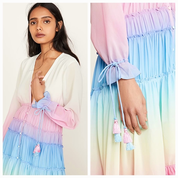 ROCOCO SAND Ombré High-Low Tiered Dress in Pink Size XS NWT - Picture 5 of 11